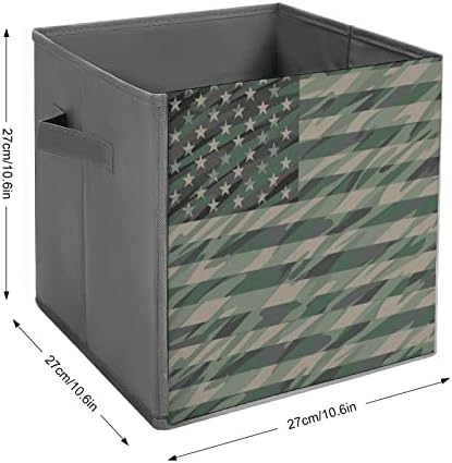 Камуфляжный Флаг на САЩ Сгъваема Кутия За Съхранение на Кубчета От Плат 11-Инчови Сгъваеми Кутии За Съхранение с Дръжки