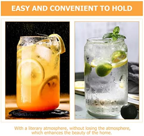 Luxshiny 2 Комплект Стъклени Чаши, 16-унция, Чаши за Пиене под формата на Каменни Кутии с Бамбукови Капаци и Соломинками,