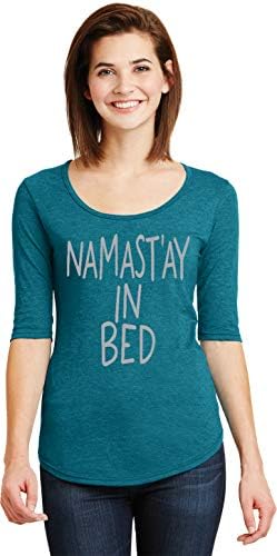 Женска Тениска за Йога Namast'ay in Bed с Врата деколте и 3/4 ръкав