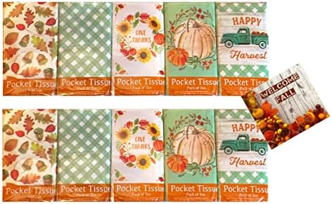 Есенни Джобни Кърпички за лице, пътни и джобен размер, 20 опаковки по 10 броя В опаковката с Различен дизайн,