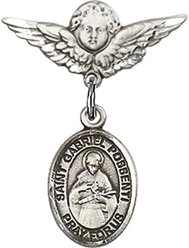 Иконата на Бебето от Сребро с Талисман на Свети Гавриил и Икона на Ангел с Крила 7/8 X 3/4 инча