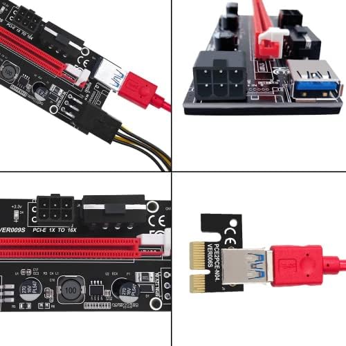 N. ORANIE PCIE Странично от 1X до 16X GPU Странично (с храненето от 6PIN / MOLEX / SATA) PCI Express Странично Карта-адаптер за майнинговых инсталации за БТК/ ETH/ GPU, с кабел USB 3.0 с дължина 60 см,