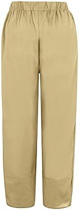 Ленени панталони KCJGIKPOK за жени, Удобни Ленени панталони капри Palazzo с висока талия и джобове, Дамски Панталони в стил Бохо