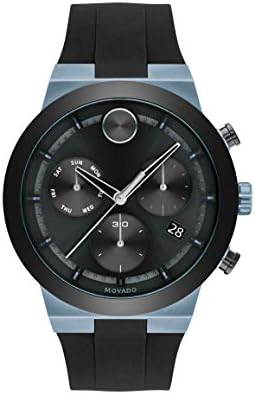 Мъжки ежедневни часовници Movado Bold Fusion с кварцов каишка от неръждаема стомана и силикон Цвят: Син (модел: 3600713)