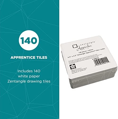 Бели плочки SAKURA Zentangle Apprentice - Официалната Бяла Хартиена плочки Zentangle - 4,5 х 4,5 - 140 броя