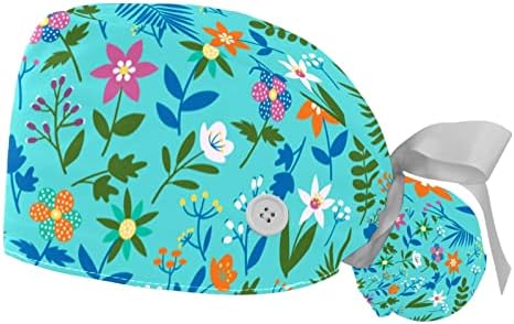 2 Опаковане на Работни шапки за еднократна употреба с Пуговицей, Подсолнухом, Колоритен Дизайн, Художествени Начесанные Търкане-Шапки За Жени С Дълги Коси