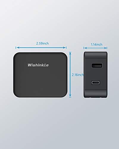 Стенно зарядно устройство Wishinkle USB, Бързо зарядно устройство, USB C мощност 36 W с две порта, Адаптер за захранване