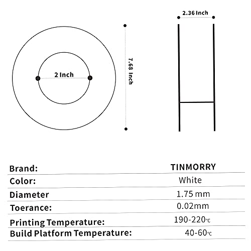 Конци за 3D-принтер PLA, Конци за PLA TINMORRY 1,75 мм, Конец за 3D печат с точност на размерите +/- 0,03