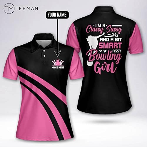 TEEMAN Персонални 3D Риза за Боулинг за жени, Обичай Розови Ризи за Боулинг с Фламинго, Ретро Риза за Боулинг