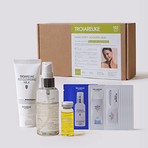 Набор от рецепти за грижа за кожата Troiareuke 102 5 Стъпки процедура I Почистващо средство за лице, Тоник, Серум,