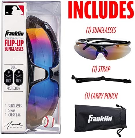 Слънчеви очила Franklin Sports за бейзбол + софтбол - Мъжки + Женски Спортни слънчеви очила - С откидными стъкла