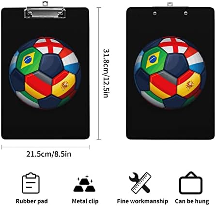 Футболна Топка, с флаговете на акрилна пластмаса клипборда с низкопрофильным клип 12,5 X 8,5 инча, за офис, медицински