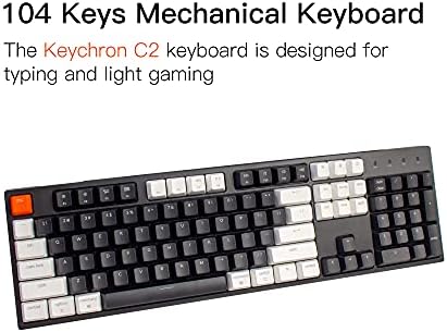 Пълен размер Жичен механична клавиатура Keychron C2 с възможност за гореща замяна, което е съвместимо с Mac, Преминете Keychron Brown, детска клавиатура с клавиши от ABS-пластмаса