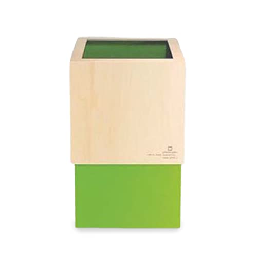Кофа за боклук J-Kitchens, Кутия за прах, x 7,9 7,9 x 13,0 инча (20 x 20 x 33 см), Дърво, W Cube, Жълто-зелен,