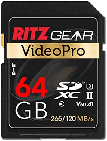 Високоскоростна SD карта Ritz Gear 64GB SDXC UHS-II SD Карта, C10, U3, V60, Full-HD и 8K Карта памет за цифрови