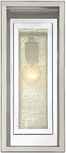 Possini Евро Дизайн Двойна Кутия Модерен Индустриален Външен Стенен монтаж Лампа Хром 15 1/2 Прозрачно Стъкло за Външен Навес,