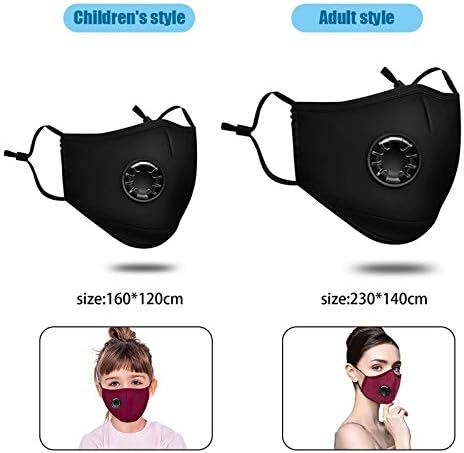 4 Опаковки Многократно маска за лице с Дихателни клапа, Регулираща маска за лице с 8 Филтри, Дишащи Памучни Маска