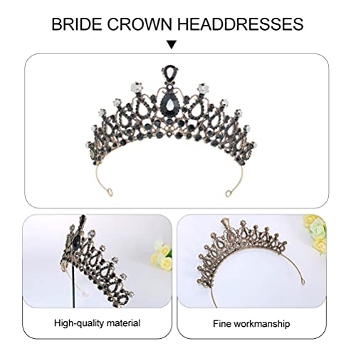 Lurrose Черни короната на кралица в стил барок, реколта диадеми и корони, кралската корона с кристали, кристални