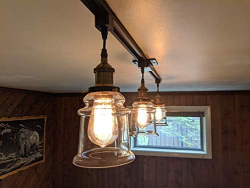 Окачен лампа Kiven H-Track Осветление За Кухня - Промишлен Окачен Лампа с прозрачни Стъклени абажуром, Една Лампа