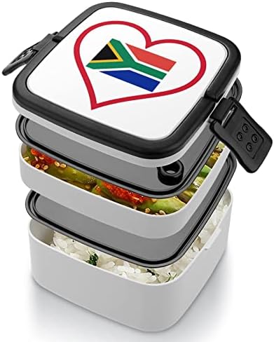 Love South_Africa Червено Сърце Двуслойни Контейнери за храна Bento Box с Дръжка Преносими за Работа в Офис