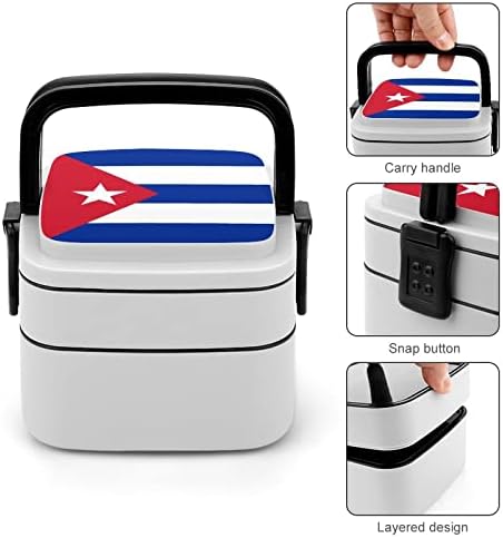 Флаг на Куба Двуслойни Контейнери за храна Bento Box с Дръжка Преносими за работа в Офис