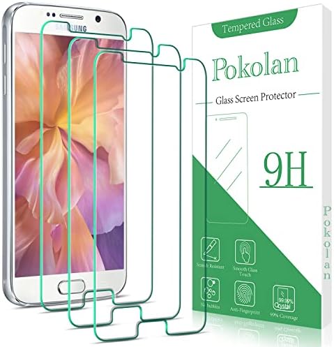 Защитно фолио от закалено стъкло Pokolan [3 опаковки] за Samsung Galaxy S6, твърдост 9H, без мехурчета, защита от драскотини,