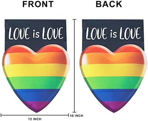 Градински Флаг Love is Love Rainbow Pride, Флаг Гордост ЛГБТК YEAHOME под формата на Рейнбоу на сърцето, долно