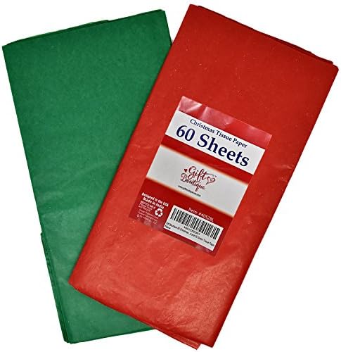 60 Листа Коледно Цигарена хартия За Празнични Работи, Декорация, Опаковки и опаковане на пакети 2 Едноцветни