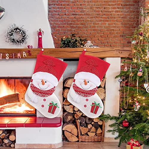 Първата ни Коледна Украса 2 бр. Коледен Отглеждане Големи Коледни Чорапи Украшение на Дядо коледа, Снежен човек Отглеждане с
