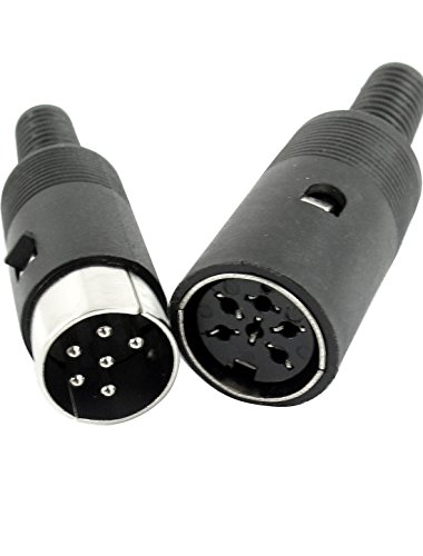 Aexit 2 чифта Черни Аудио - и Видеоаксессуаров Пластмасов DIN 6-Пинов Конектор, Изход аудио жак и Адаптери