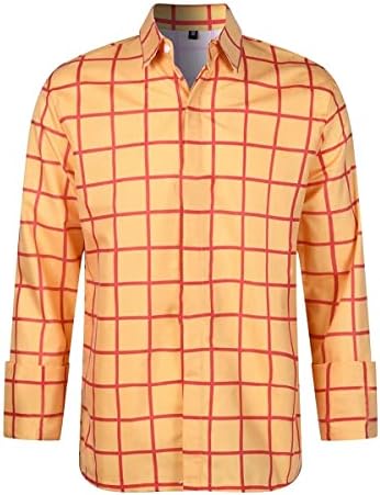 Мъжки Ежедневни Риза Уди Shirt в клетката на копчета с Дълъг Ръкав За работа