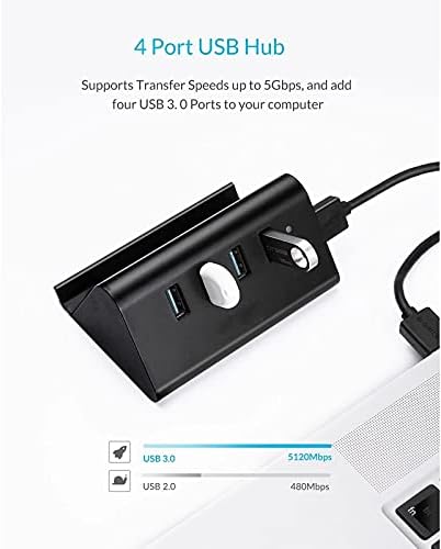 XDCHLK 5 Gbit/с Високоскоростен Мини 4 Порта USB3.0 HUB-Сплитер за вашия Десктоп на лаптопа с Поставка-Държач за Телефон,