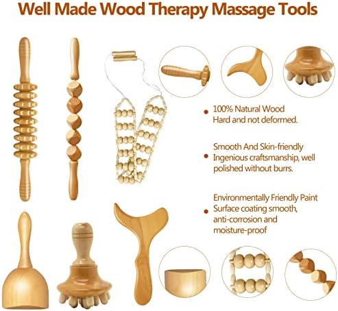 AICNLY 6 бр., Инструменти за масаж с помощта на дърво, за да даде форма на тялото, Многофункционален Валяк