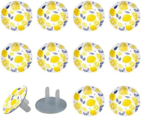 Капачки за контакти (12 бр.), Защитни Капачки За защита на електрическото оборудване От токов удар Kawaii Lemon Графика