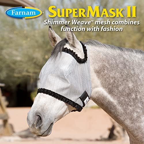 Окото маска за езда SuperMask II с проблясващи переплетением, Без Уши, За защита на очите от насекоми-вредители, Мека Сребриста