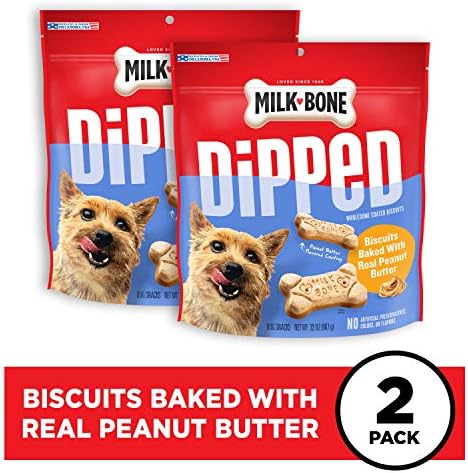 Бисквитки за кучета с млечни кости, Запечени С Истинско фъстъчено масло, 32 Грама (опаковка от 2 броя)