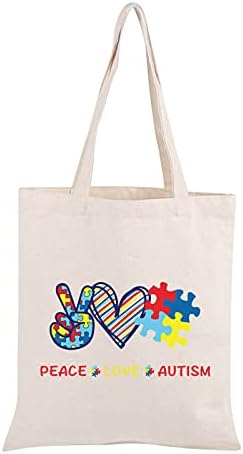JXGZSO Парче от Пъзела Информираност за Аутизма Косметичка С цип Peace Love Аутизъм Pouch Чанта Подарък За