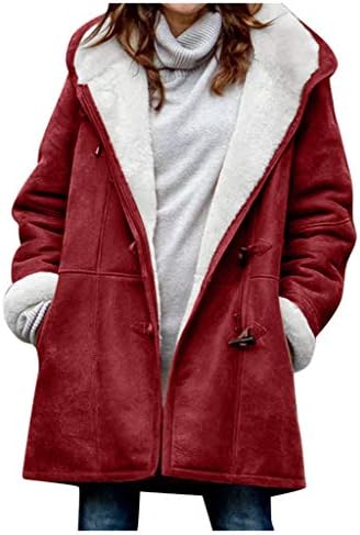 Дамско Зимно палто Свободно Cut с Дълъг ръкав S-5XL, Кадифе Hoody с джобове, Мек Пухкав Пуховик на Едноцветни Копчета