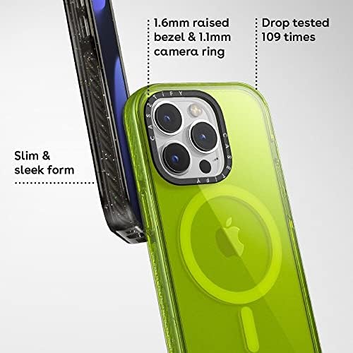 Калъф Casetify Impact за iPhone 14 Pro Max, [4 пъти по-тестван при падане на военен образец / Защита от падане от височина 8,2 фута / е Съвместим с Magsafe] - Ягоди - Матово черен