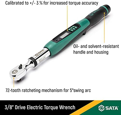 Електрически динамометричен ключ с диск SATA 3/8 инча от двойно материал, 7,4-99,6 Фут-паунда (10-135 нм) - ST96525