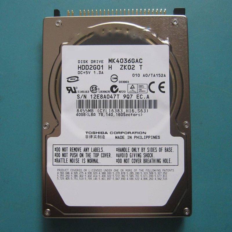 Твърд диск среден размер за 40 GB IDE 8 MB 4200 об/мин за вътрешен твърд диск, Твърд диск за лаптоп за MK4036GAC