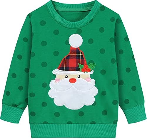 DDSOL/Коледна Hoody за Малки Момичета, Детски Грозна Тениска с Елени на Дядо Коледа, Коледна Тениска, Връхни