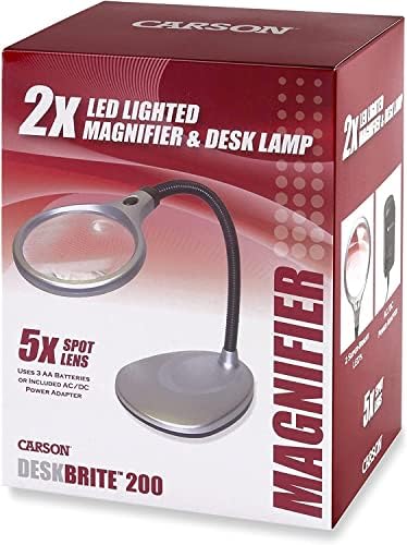 Carson DeskBrite200 2x Лупа и настолна лампа с led подсветка за хоби, Бродирани, за разглеждане, Четене на