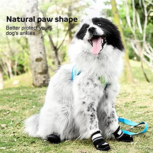 Обувки за кучета Petbank за Защита на лапите - 4 бр. Зимни обувки за куче среден размер със светлоотразителни ивици