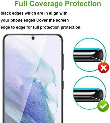 Защитно фолио от закалено стъкло от край до край, която е съвместима с Samsung Galaxy S21 FE 5G размер на 6,4 инча, черна коприна защитно фолио е с пълно покритие на дисплея, лесн