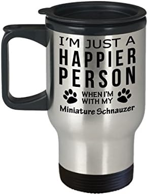 Кафеена Чаша За Любителите на кучета В Пътуване - Щастлив Човек С цвергшнауцером -Подаръци За Спасението на Собствениците