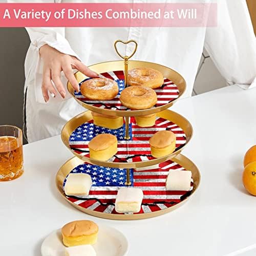 3-Нива Поставка за Кифли, Кула за Кифли, американски флаг и карта, на 3 Нива, Сервировочный Поднос за Тортата, Десерт