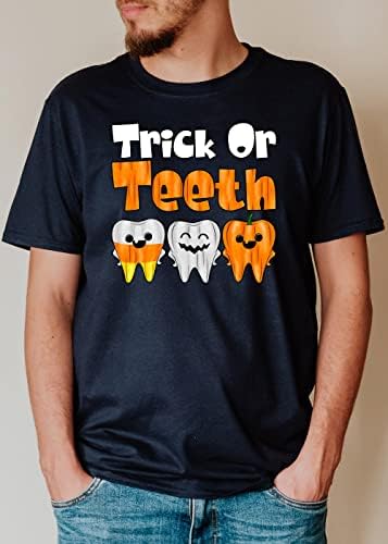 Тениска с Измамни или Зъбите, Тениска за Зъболекар на Хелоуин, Тениски за Екипа Зъболекари, Тениска подарък Зъболекар,