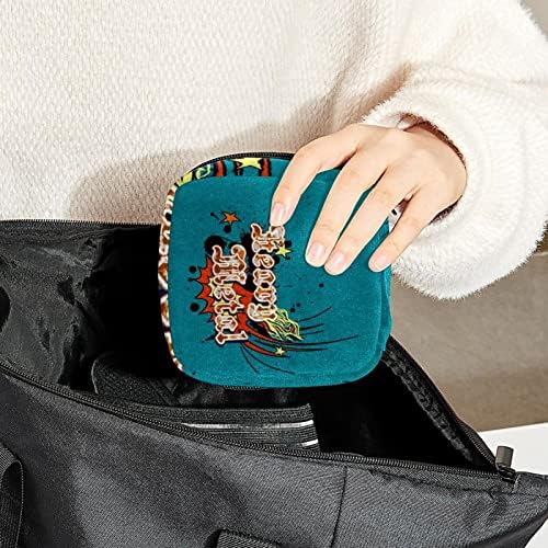 ORYUEKAN Чанта За съхранение на Хигиенни Кърпички, Преносима Чанта за жени и Момичета, Чанта за Купата на Менструална, Тежък Метален Cartoony Модел Рок