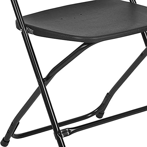 Пластмасов сгъваем стол от серията Flash Furniture Херкулес™ - Черен - 10 опаковки с Тегло от 650 килограма Удобен стол за провеждане на събития - Лек сгъваем стол